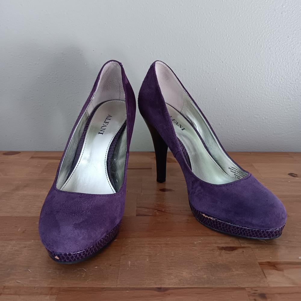 Alfani Maddy Pumps Womens 5.5 Purple Suede Round Toe Stiletto Heels